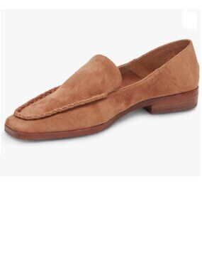 YDN Brown Chunky Low Heeled Loafer Closed Squared Toe Slip On Office Shoes